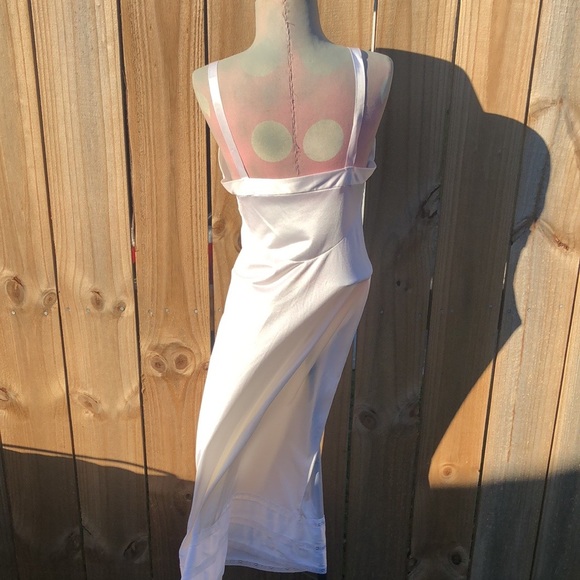 Vintage Nylon Long White Slip Dress - Picture 8 of 11